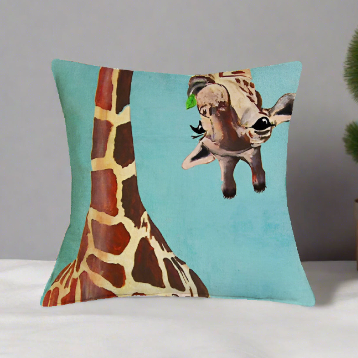 Cute Curious Giraffe Pillow Cover