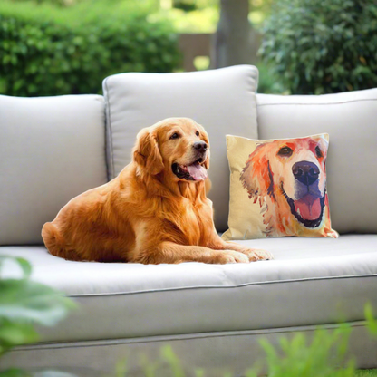 Golden Retriever Happy Face Pillow Cover