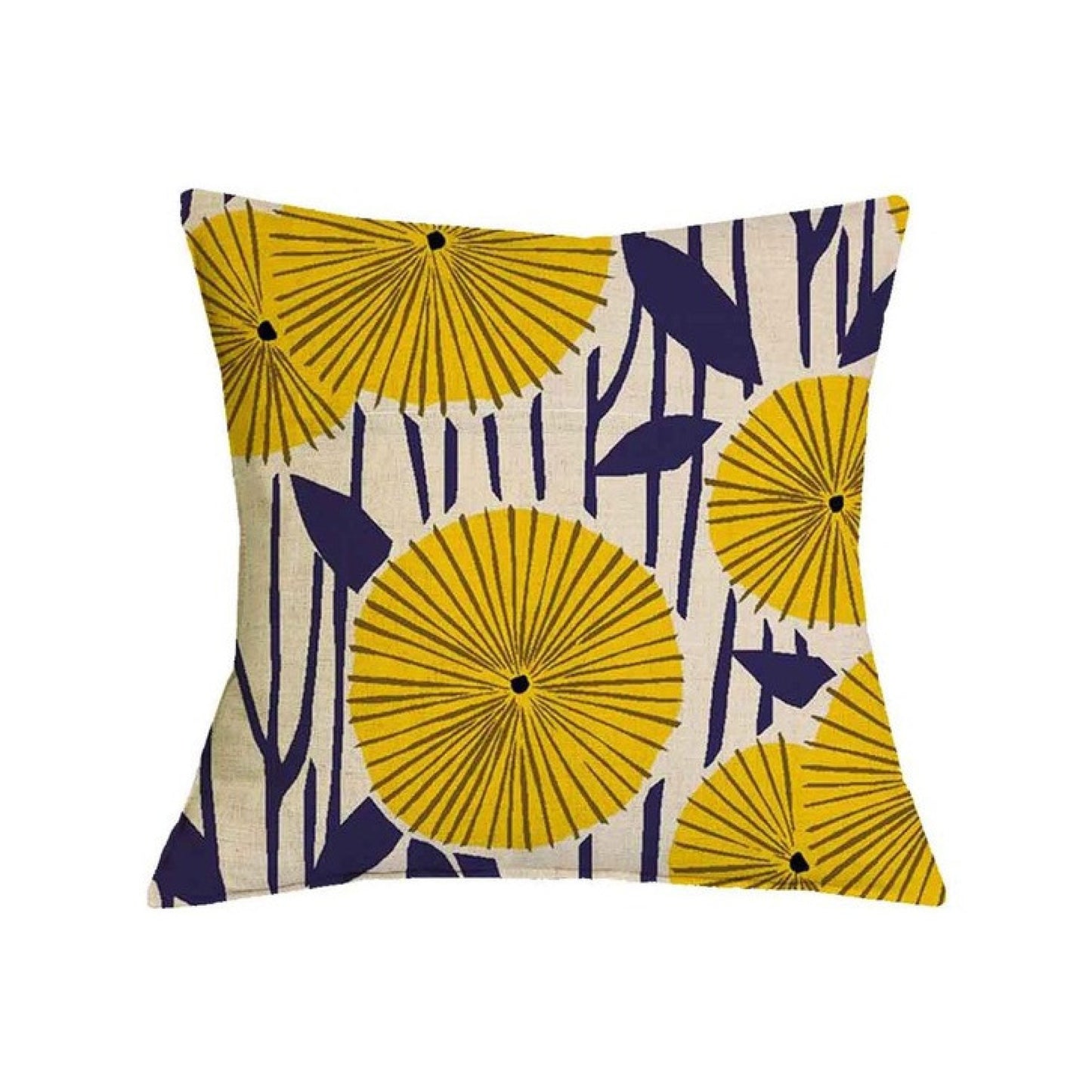 Yellow Flower Geometric Graphic Pattern Pillow Cover