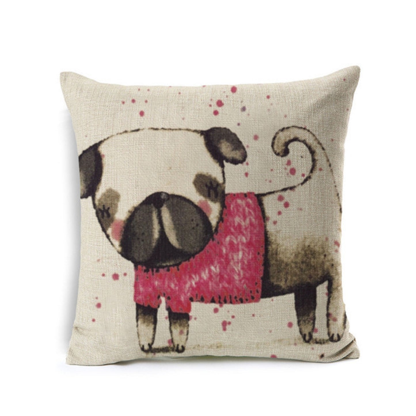 Kids Cartoon Animal Cushion Cover Pug Throw Pillow Cover