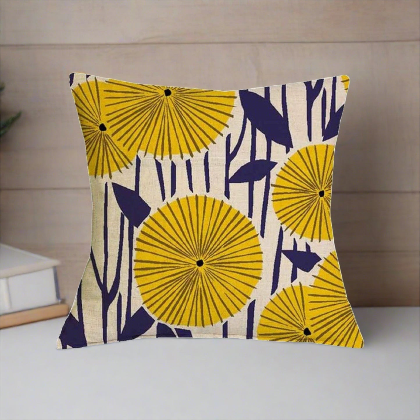 Yellow Flower Geometric Graphic Pattern Pillow Cover