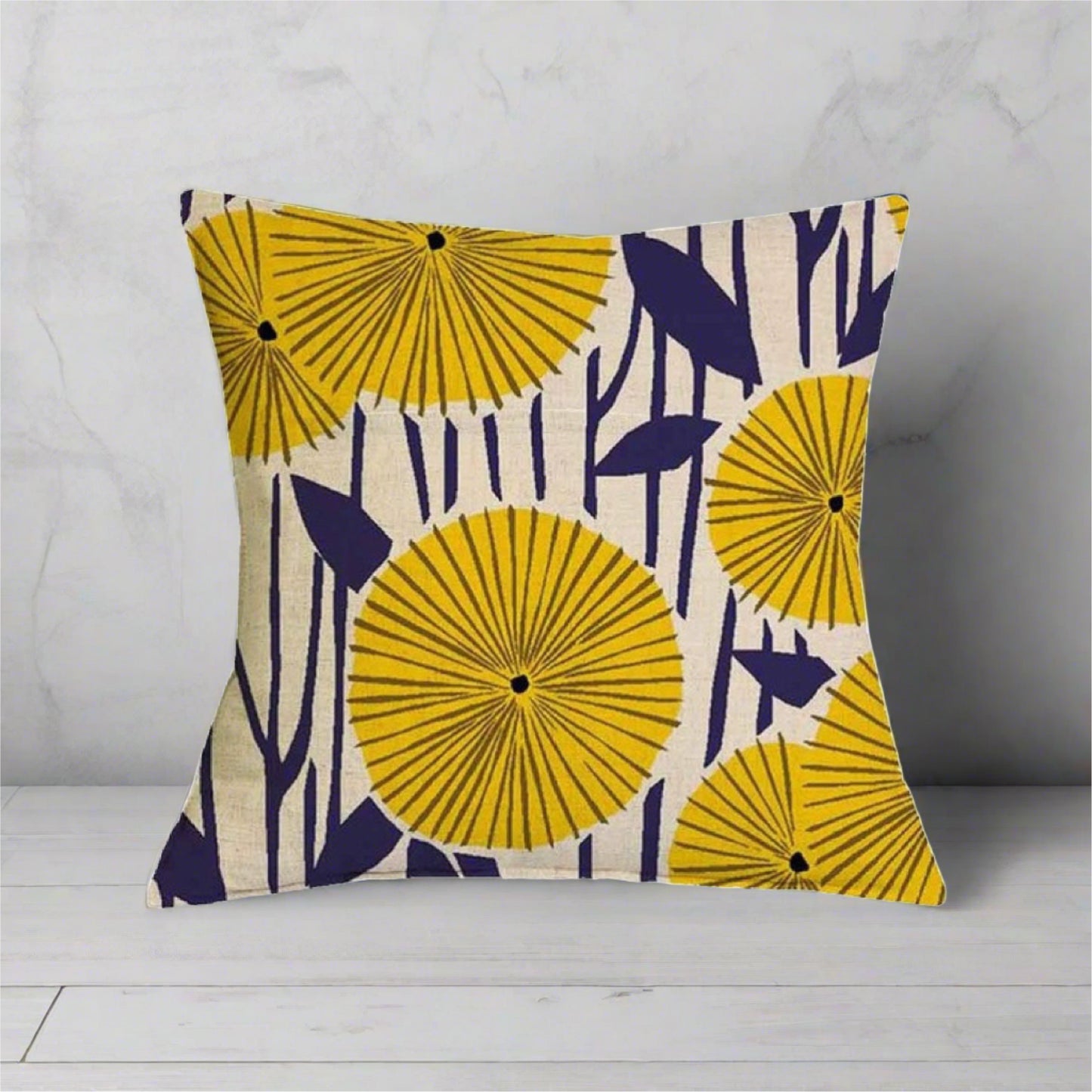 Yellow Flower Geometric Graphic Pattern Pillow Cover