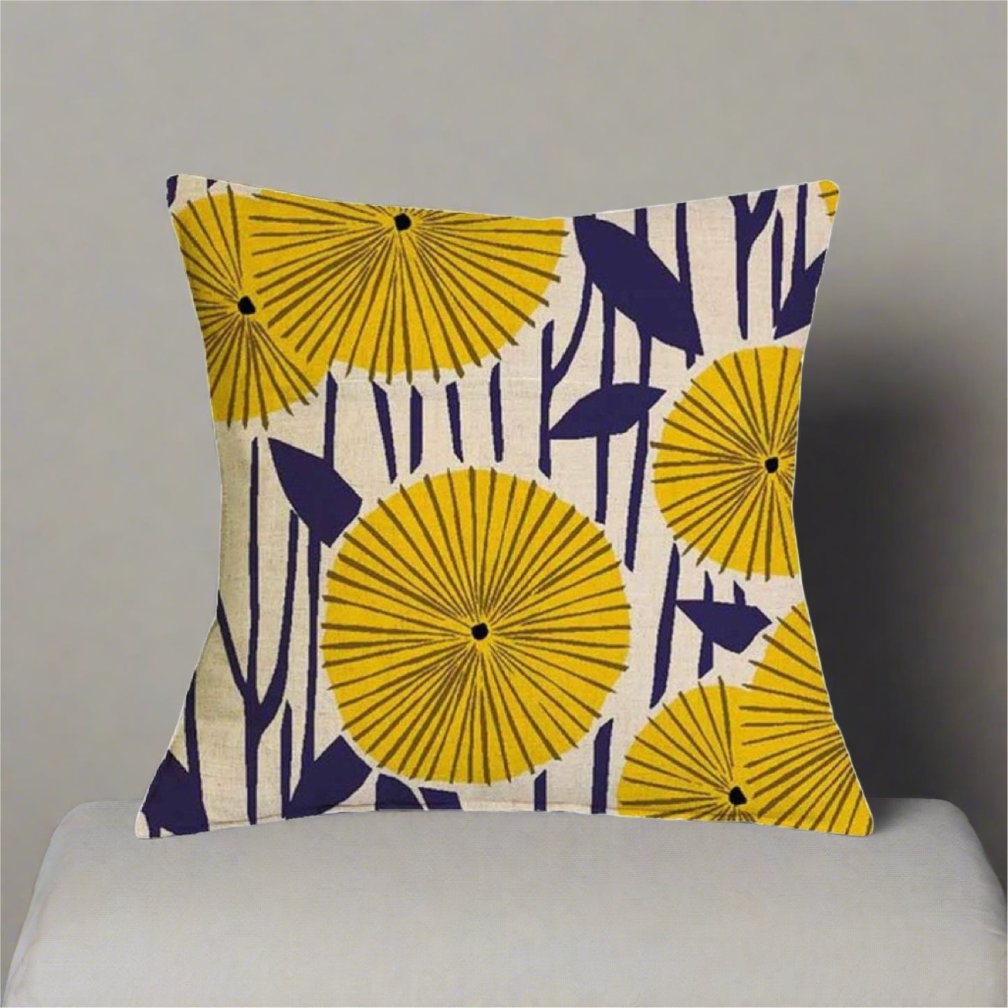 Yellow Flower Geometric Graphic Pattern Pillow Cover