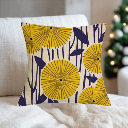 Yellow Flower Geometric Graphic Pattern Pillow Cover