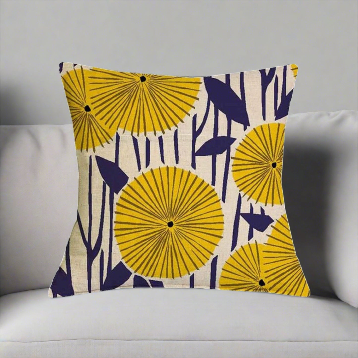 Yellow Flower Geometric Graphic Pattern Pillow Cover