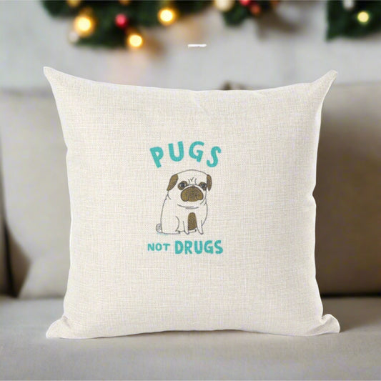 Yoga Pug Not Drugs Decorative Throw Pillowcase