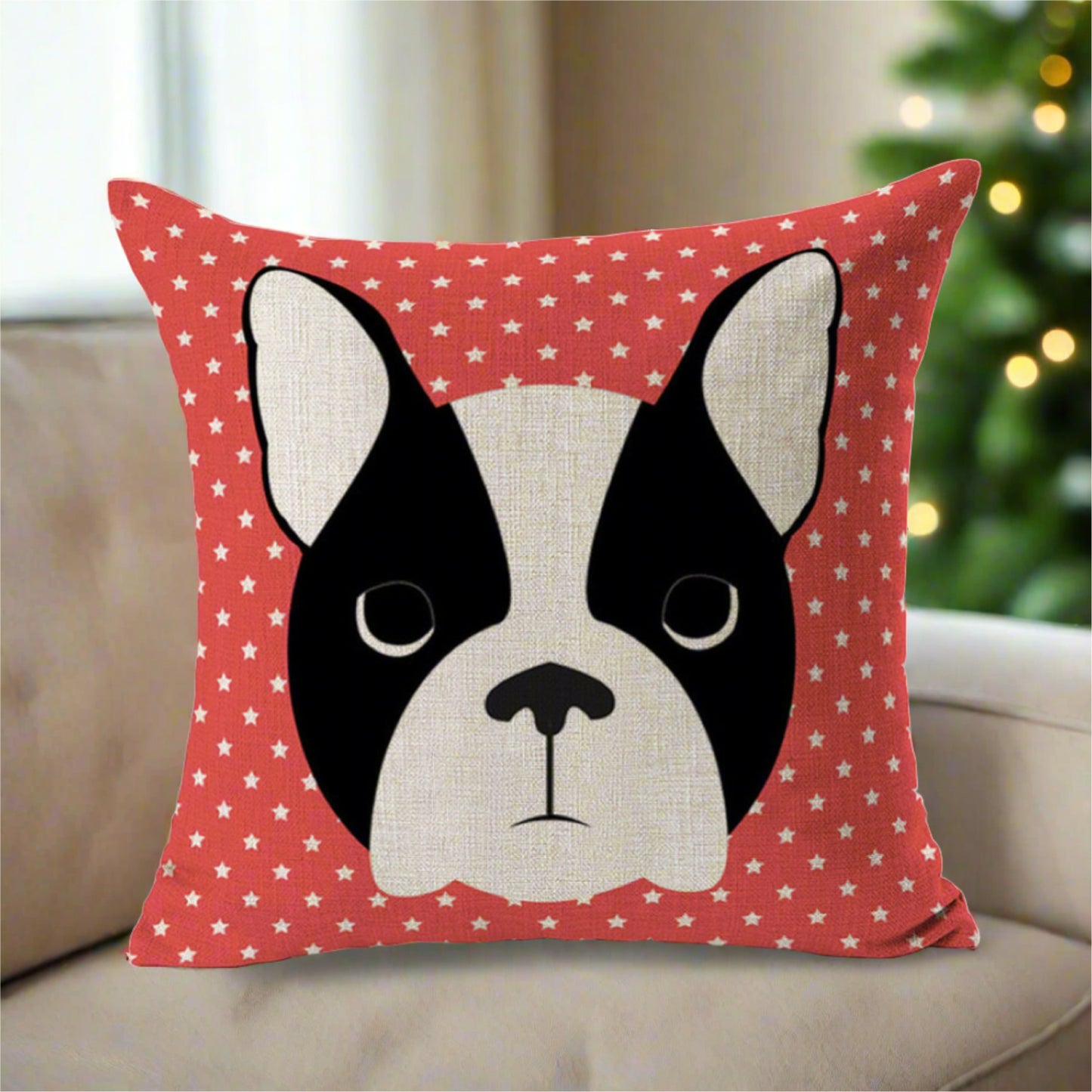 Boston Terrier Frenchie French Bulldog Throw Pillow