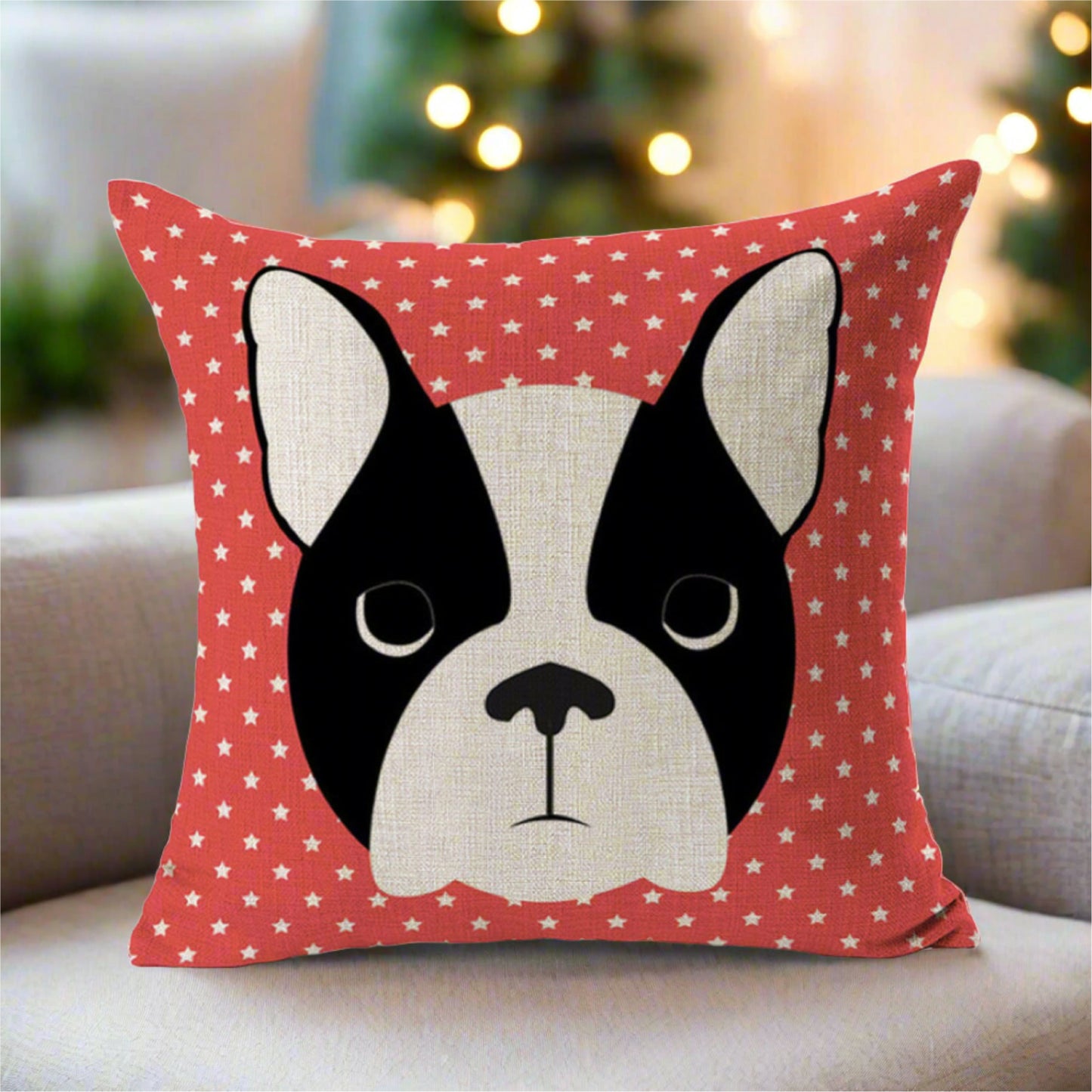 Boston Terrier Frenchie French Bulldog Throw Pillow