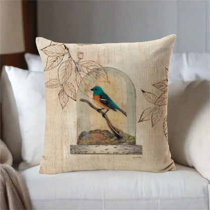 Lazuli Bunting Birds Painting Throw Pillow