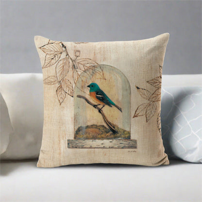 Lazuli Bunting Birds Painting Throw Pillow