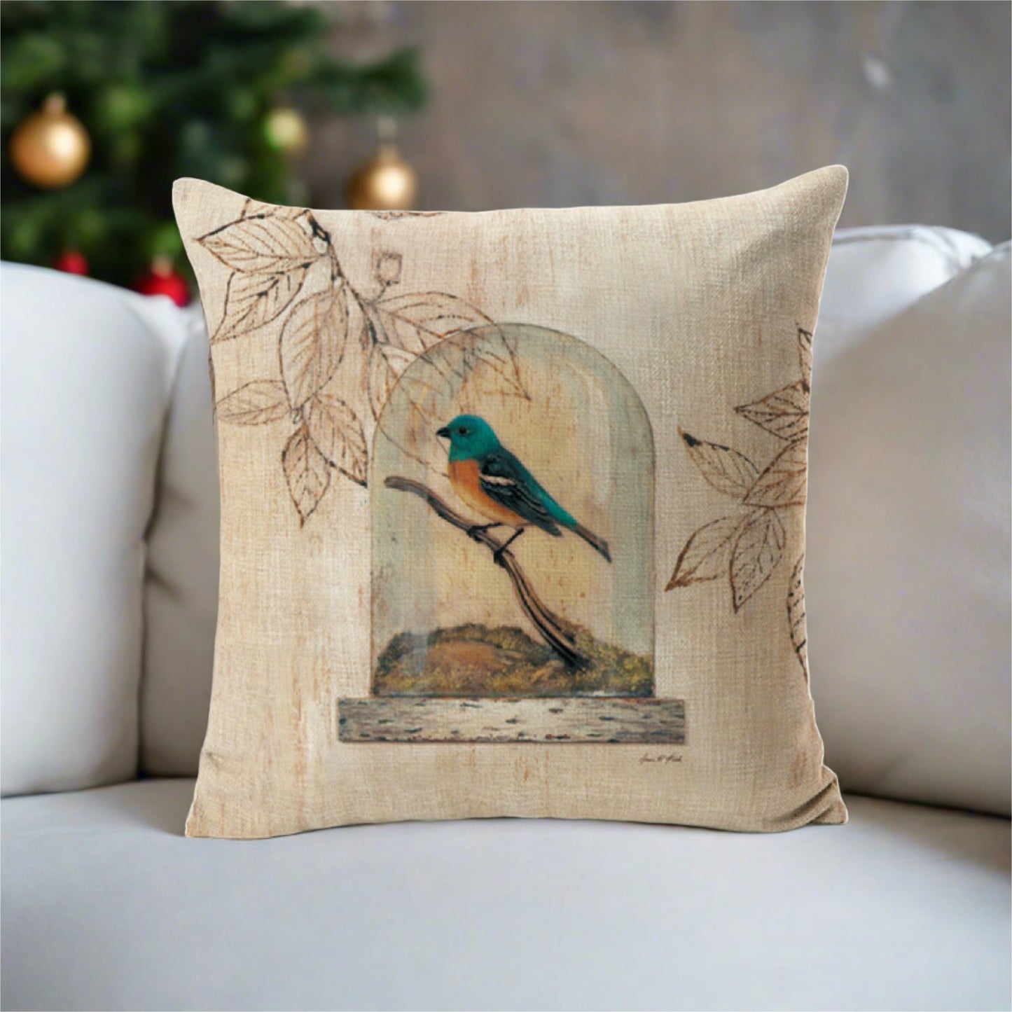 Lazuli Bunting Birds Painting Throw Pillow