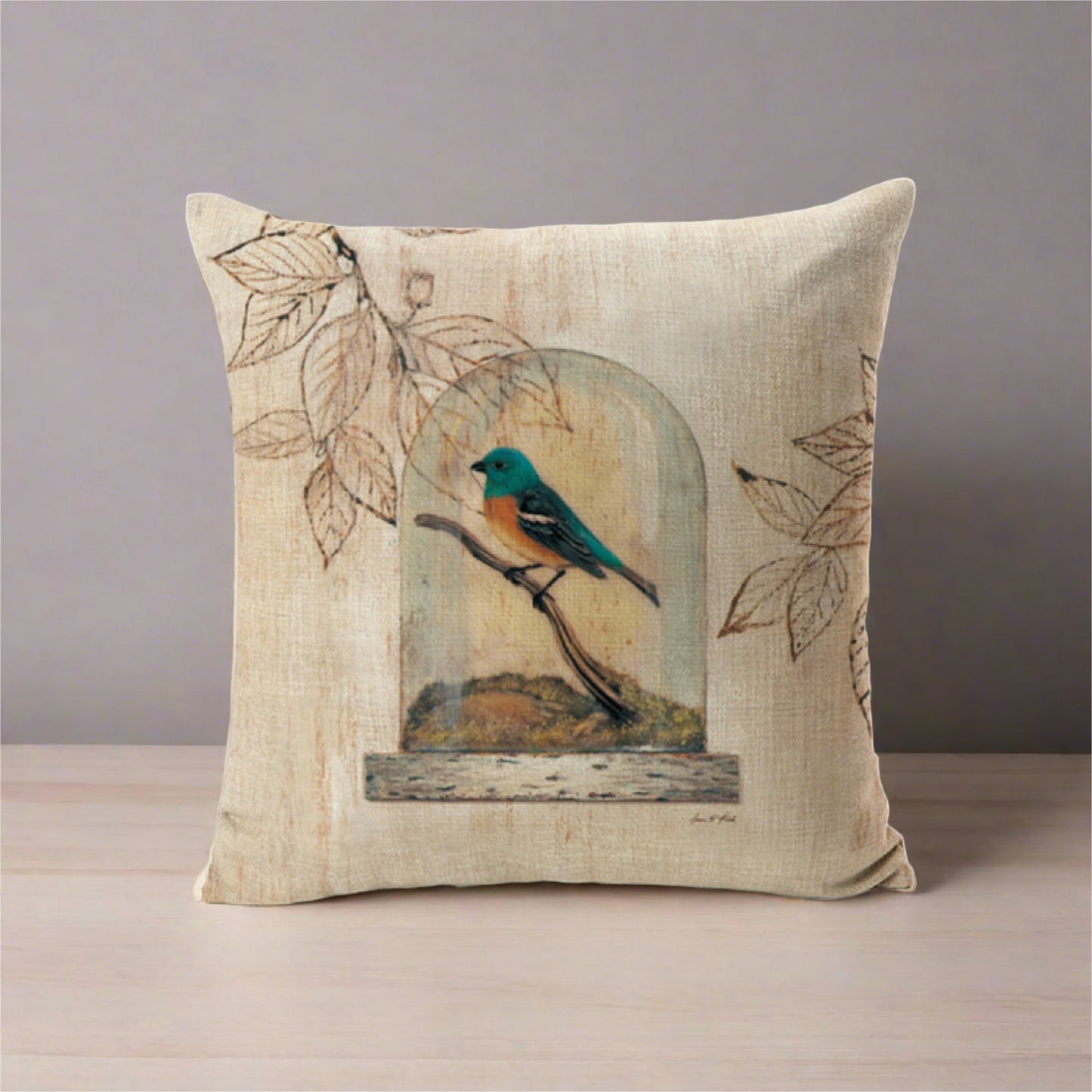 Lazuli Bunting Birds Painting Throw Pillow