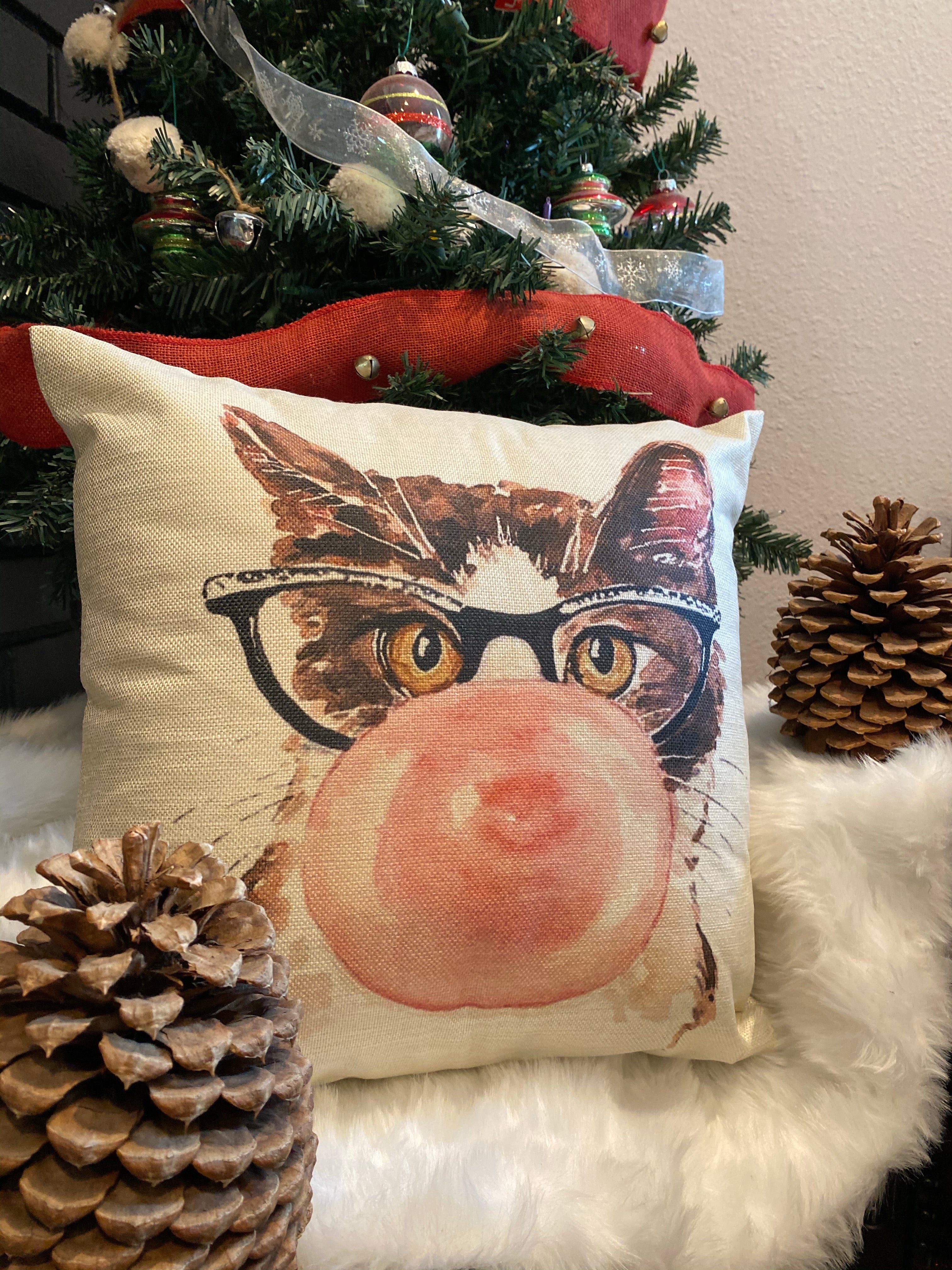 Christmas cat pillow best sale