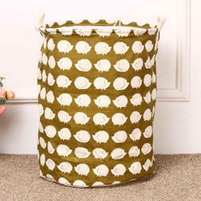 Brown Hedgehog Pattern Laundry Basket