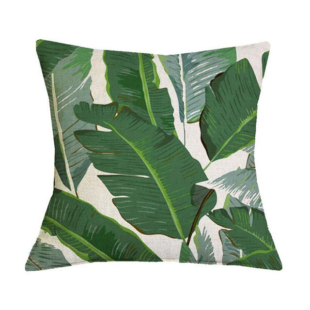 Tropical Plant Green Leaves 9 Pillow Covers