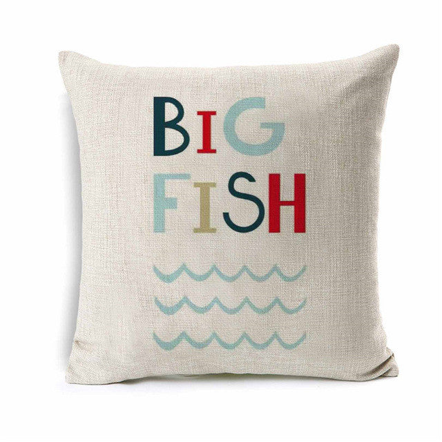 Kids Cartoon Big Fish Cushion Cover Ocean Sea Animal Throw Pillow Cover