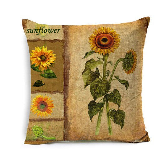 Vintage Sun Flower Pillow Cover