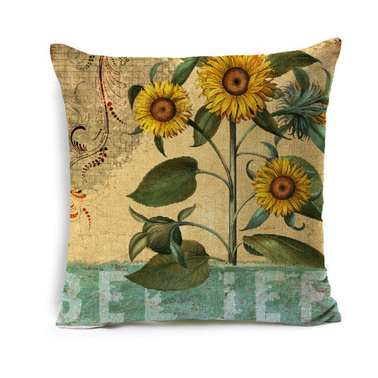 Vintage Sun Flower Pillow Cover