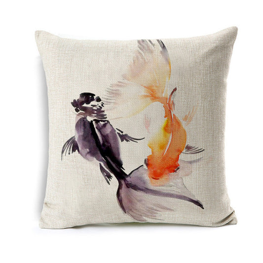 Golden Fish Drawing Pillowcase