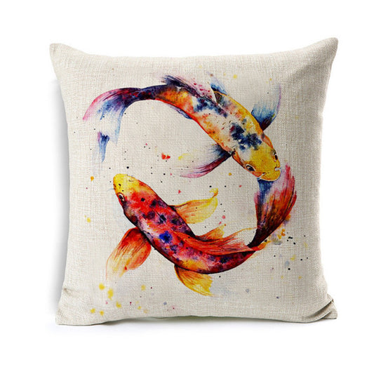 Golden Fish Drawing Pillowcase